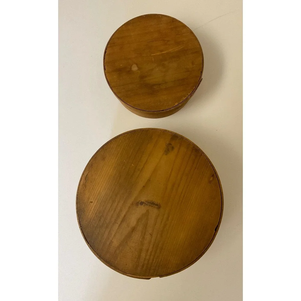Antique Wooden Pantry Boxes Stackable Nesting Sweet Oranges Label Set of 2